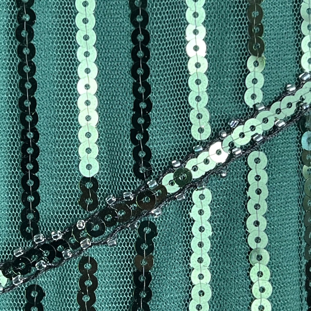 Green Sequin Beaded Flapper Dress XS 1920s Great Gatsby Fringe Costume Halloween - Picture 10 of 13